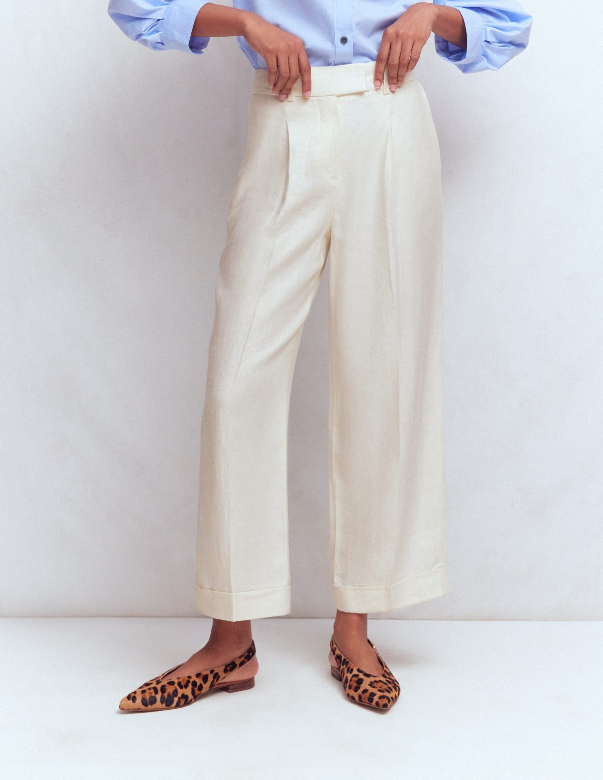 Chiswick Crop Linen Pants-Ivory - Image 5
