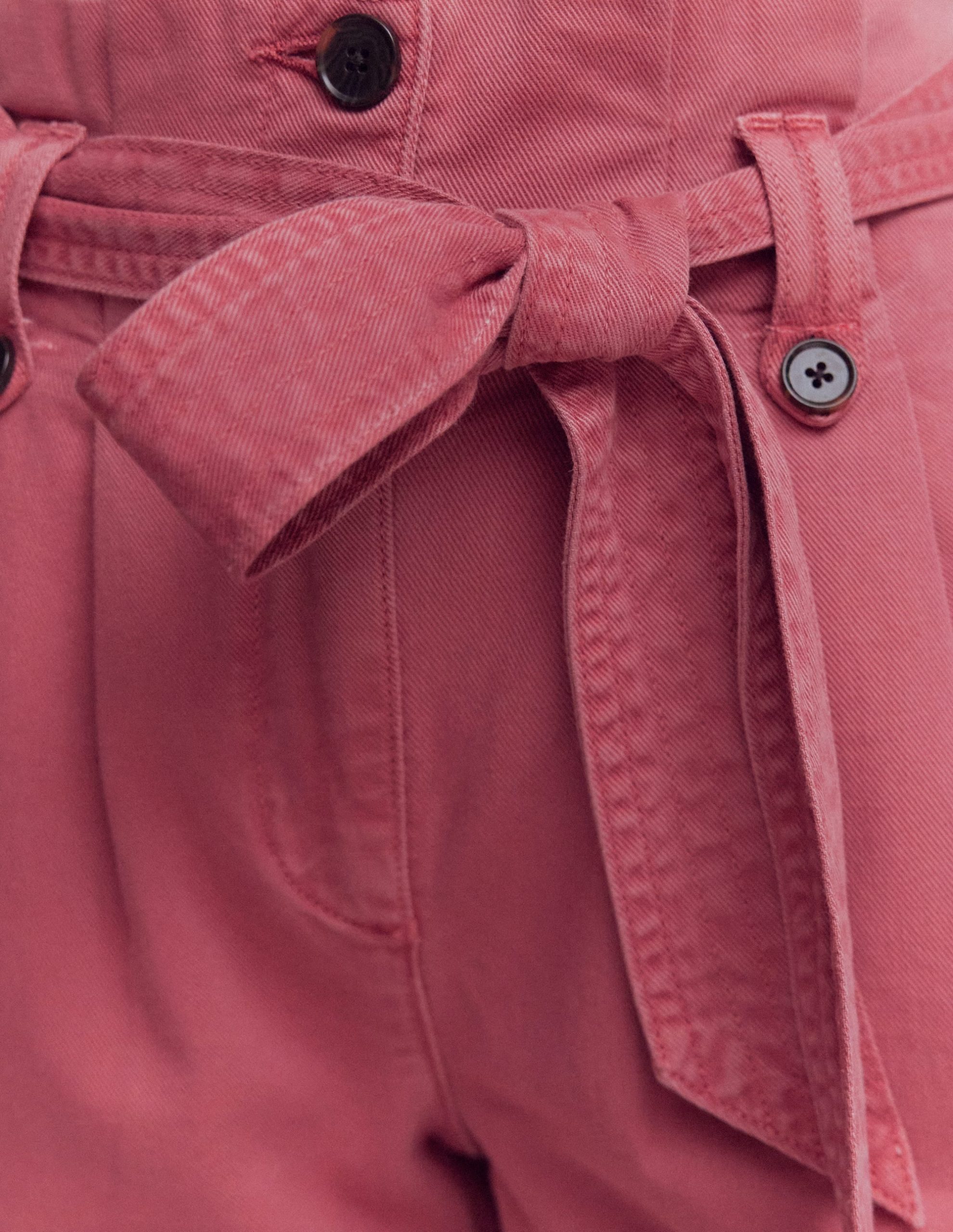 Paperbag Linen Belted Shorts-Rosewood Pink - Image 2