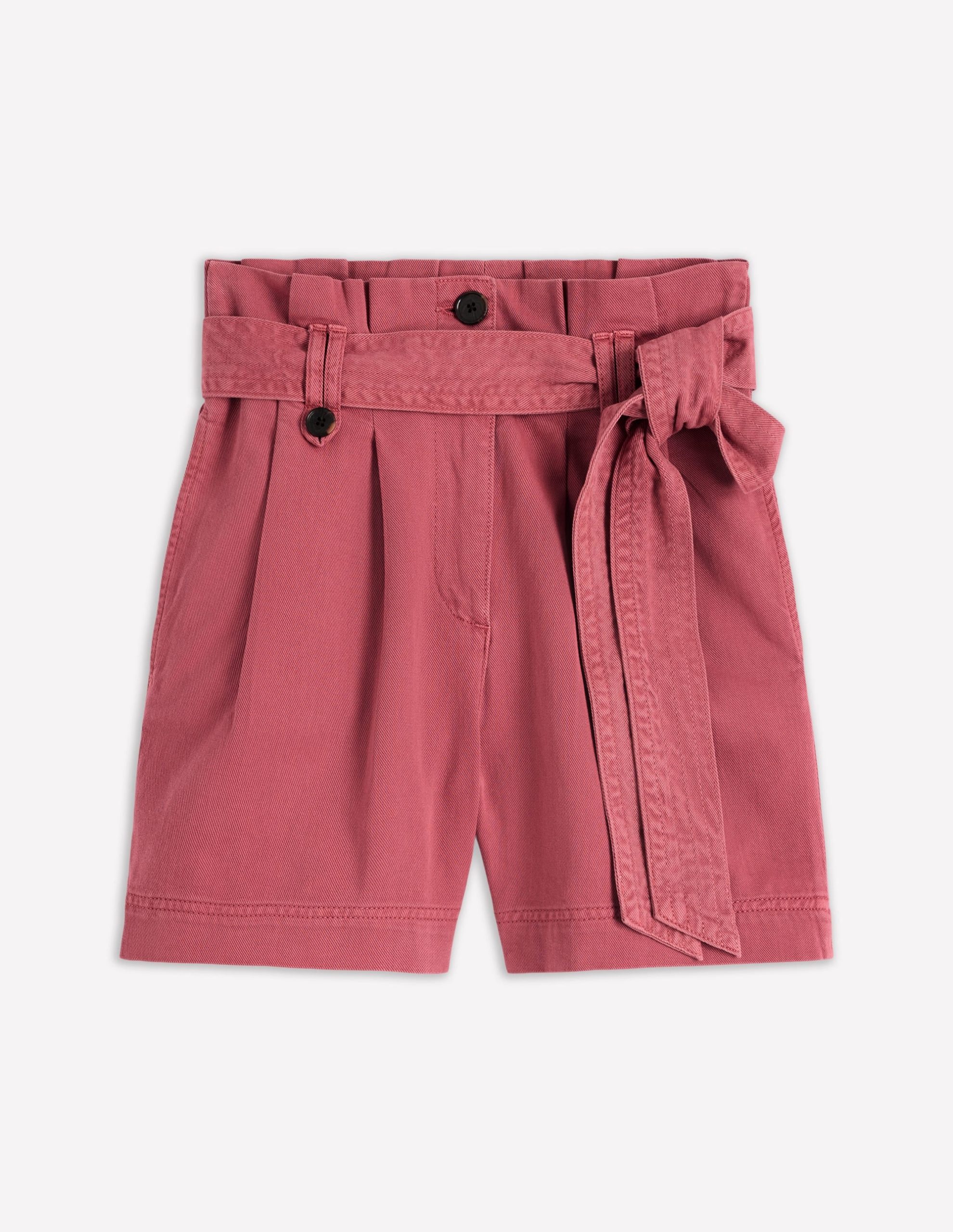 Paperbag Linen Belted Shorts-Rosewood Pink - Image 6