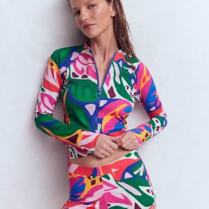 Sun Safe Raglan Rash Vest-Multi. Leafy Cascade