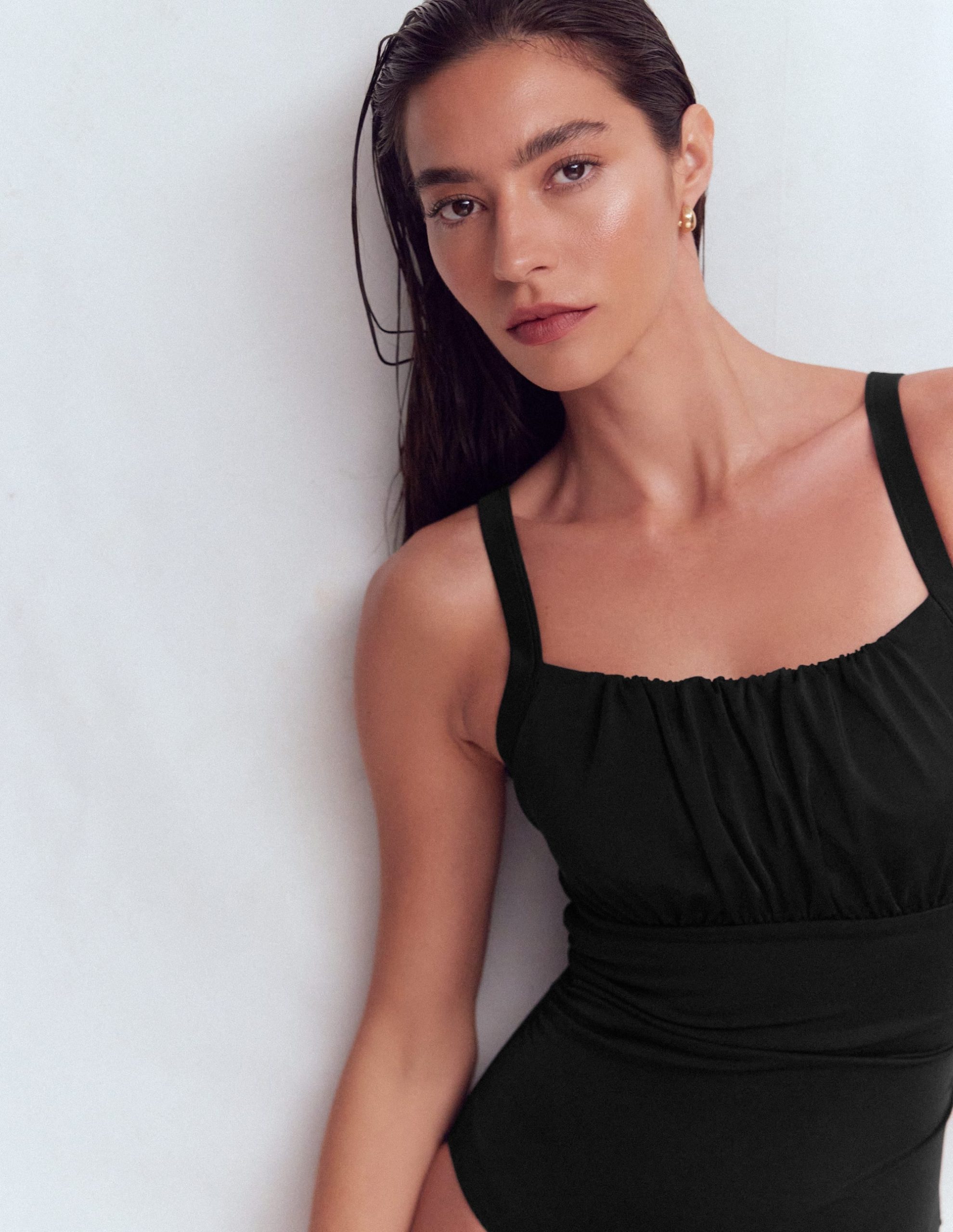 Skiathos Ruched Panel Swimsuit-Black - Image 2