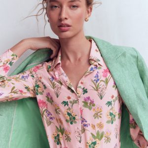 Sara Silk Shirt-French Pink. Delicate Blossom