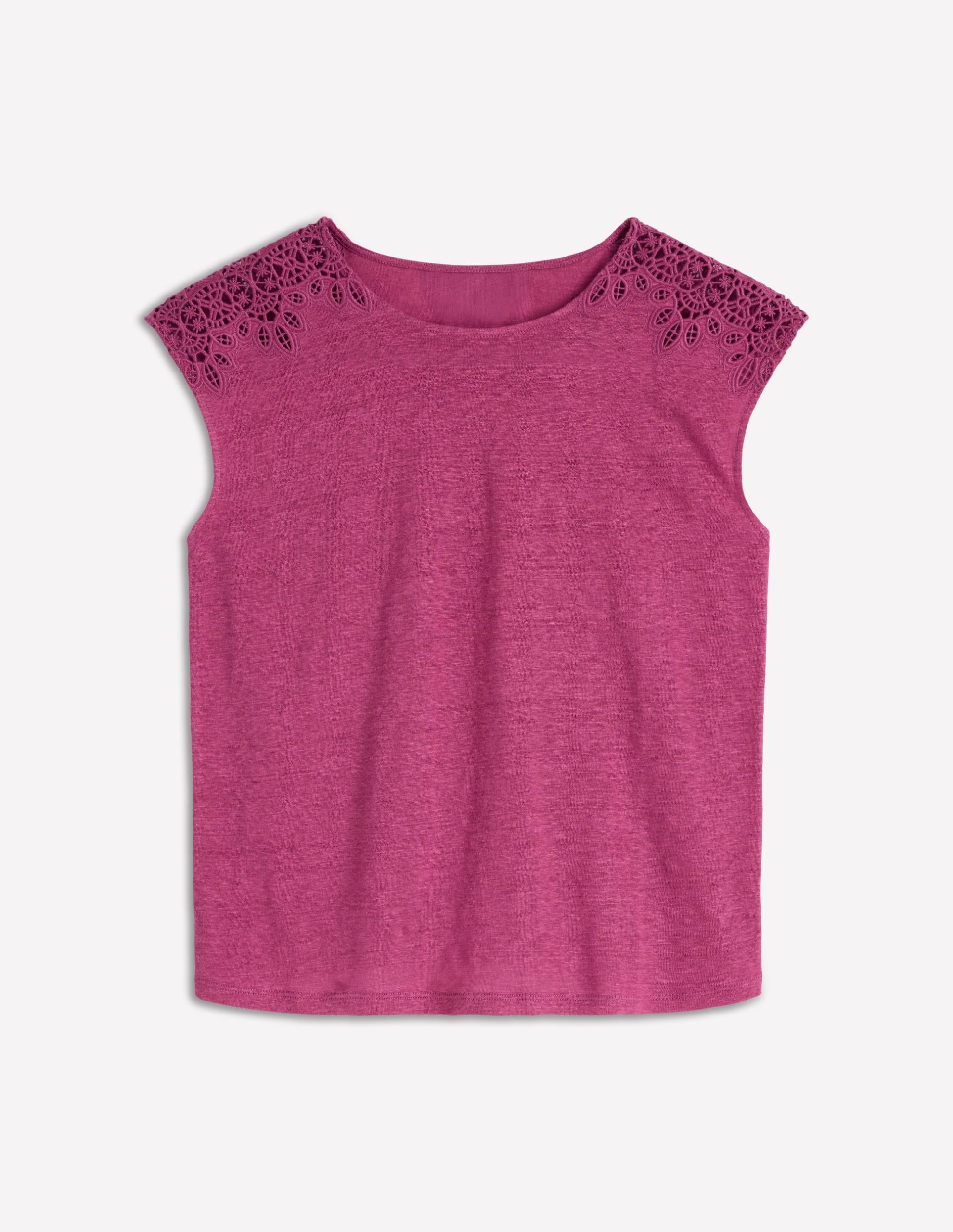 Tara Cutwork Linen Tee-Purple Damson - Image 5