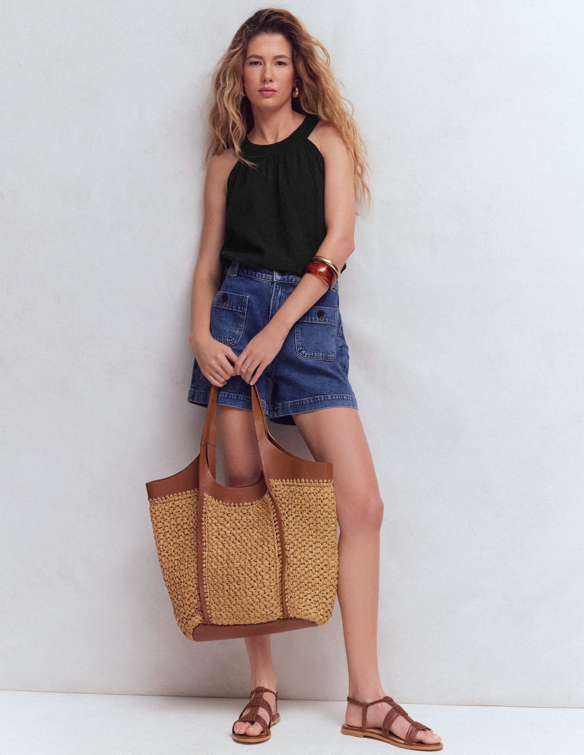 Halter-Neck Double Cloth Top-Black - Image 4