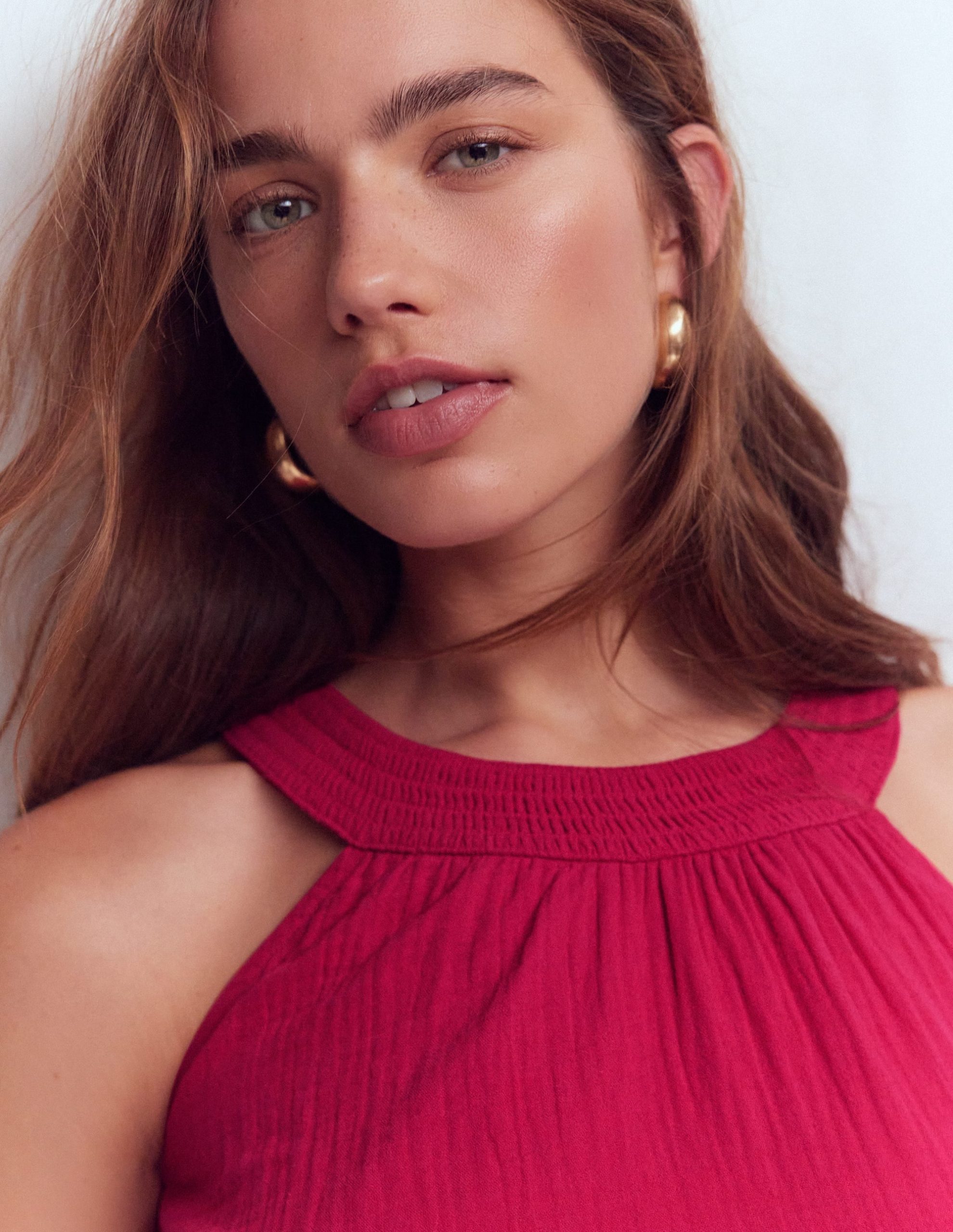 Halter-Neck Double Cloth Top-Pomegranate - Image 2