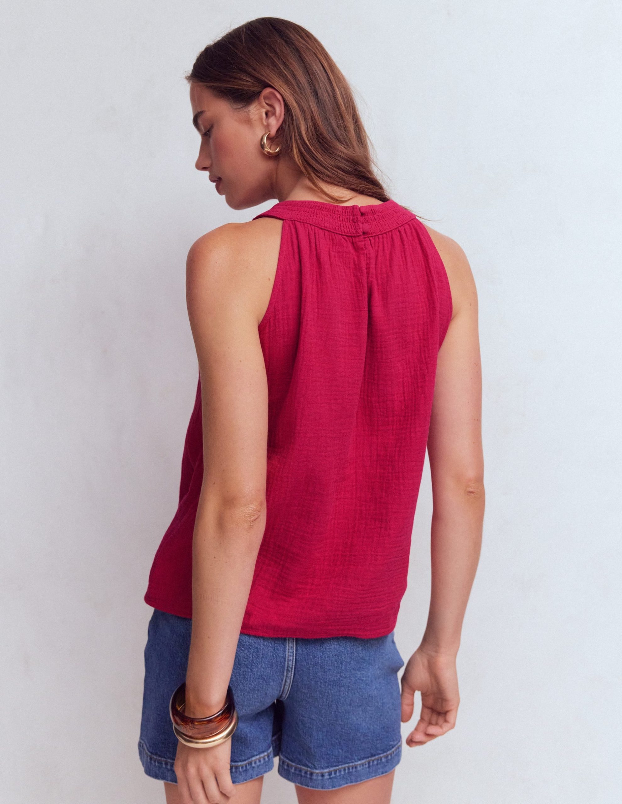 Halter-Neck Double Cloth Top-Pomegranate - Image 3