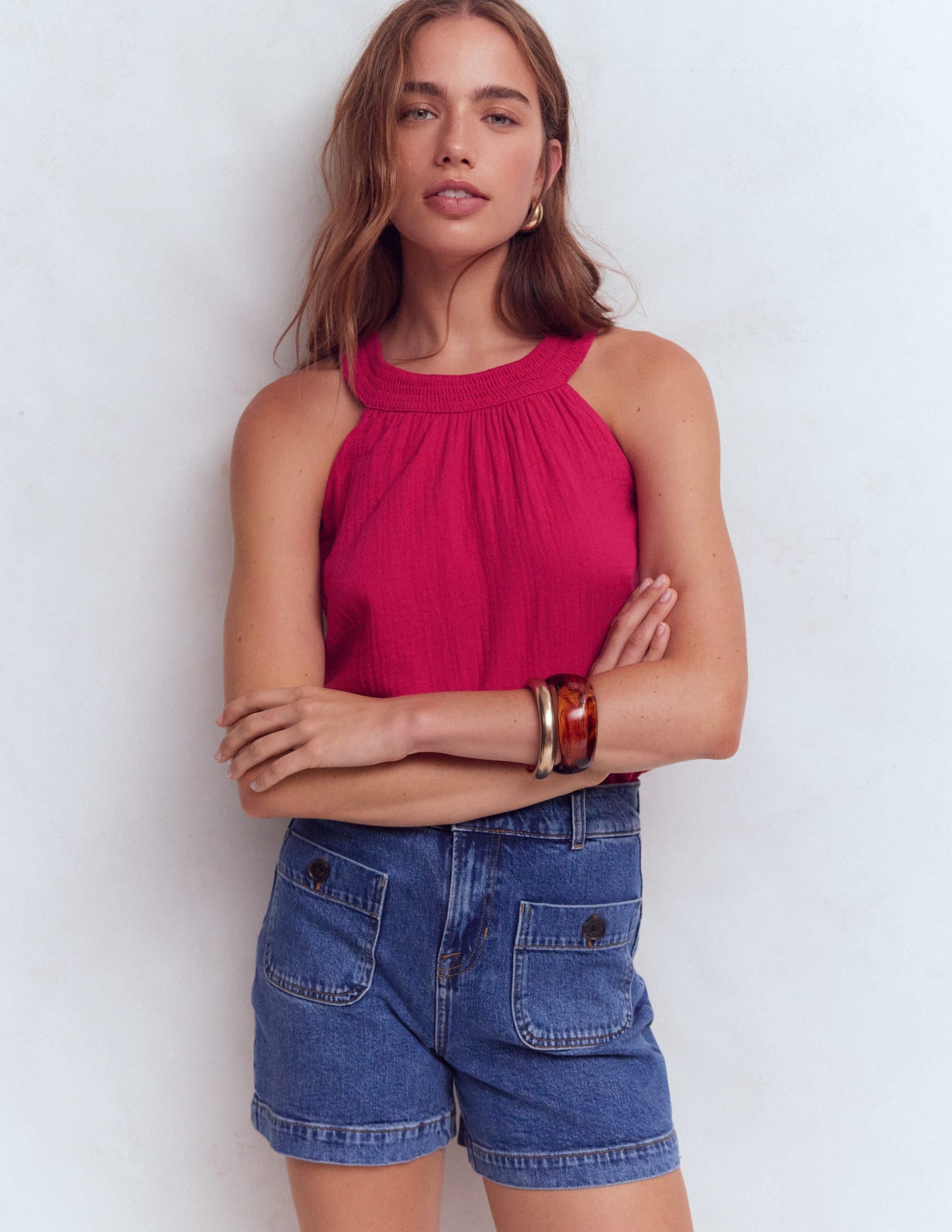 Halter-Neck Double Cloth Top-Pomegranate - Image 4