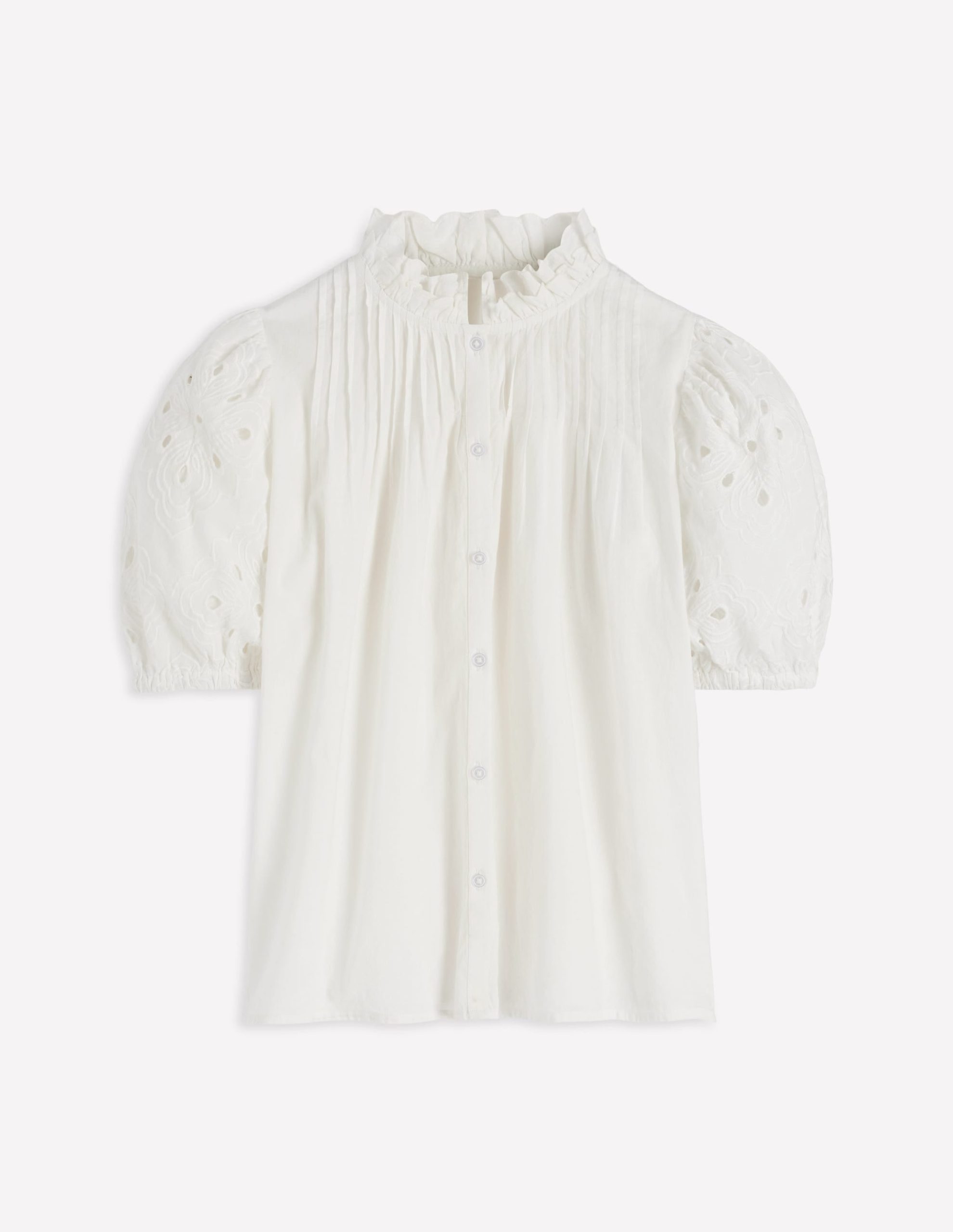 Cutwork Puff Sleeve Top-White - Image 7