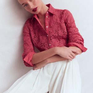Cara Lace Shirt-Cherry Blush