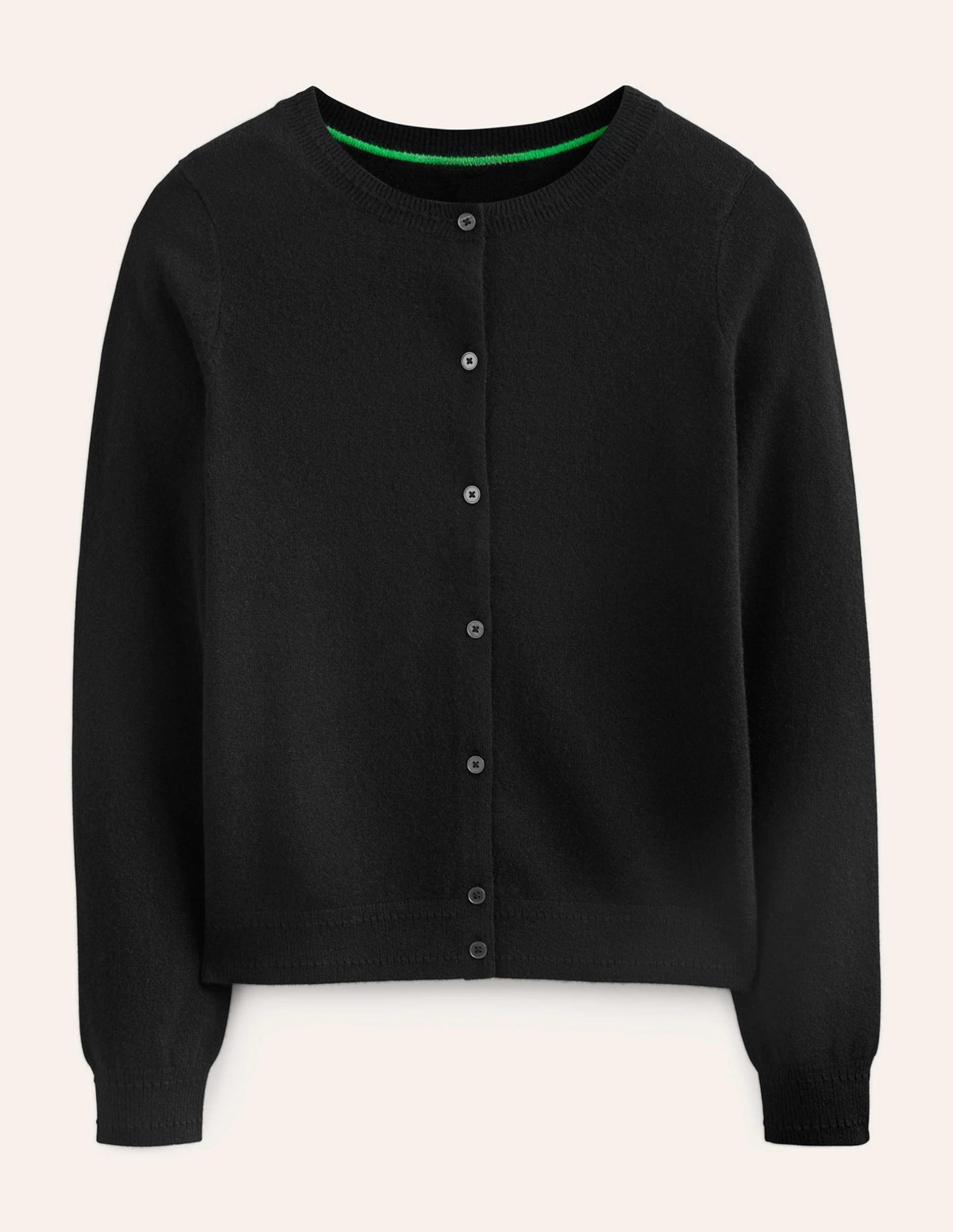 Eva Cashmere Crew Cardigan-Black - Image 5