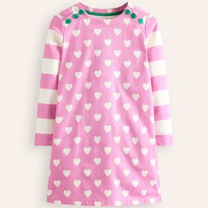 Fun Breton Dress-Cosmos Pink Hearts