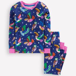Snug Glow-In-The-Dark Pajamas-Starboard Blue Owls