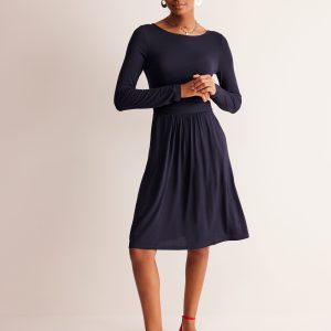 Amelie Long Sleeve Dress-Navy
