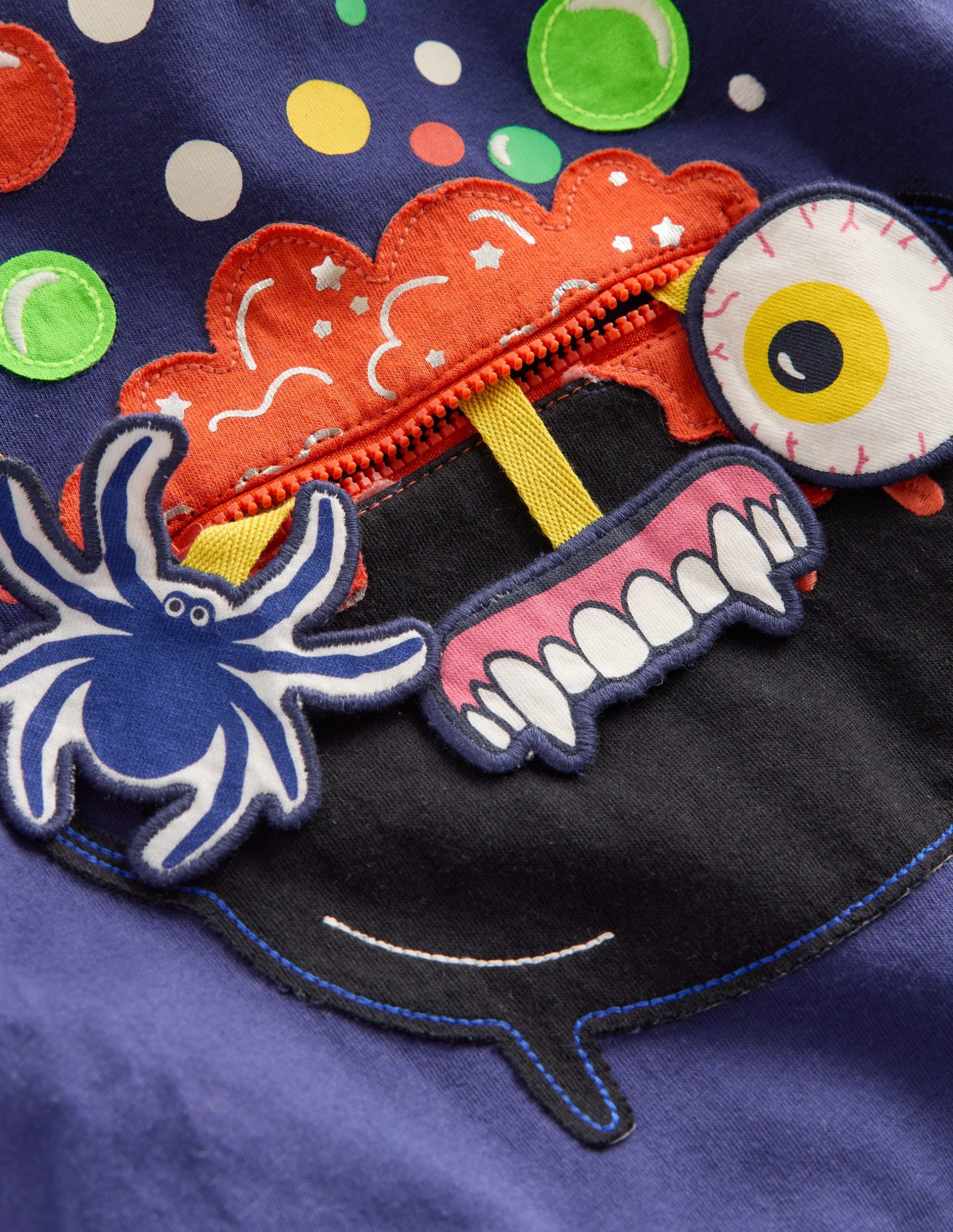 Zip Detail Appliqu?? T-shirt-Starboard Blue Caldron - Image 3