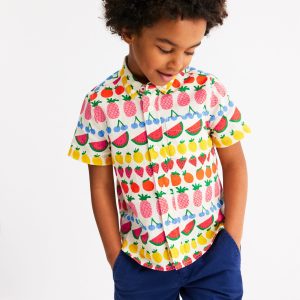 Cotton Linen Shirt-Fruit Stripe