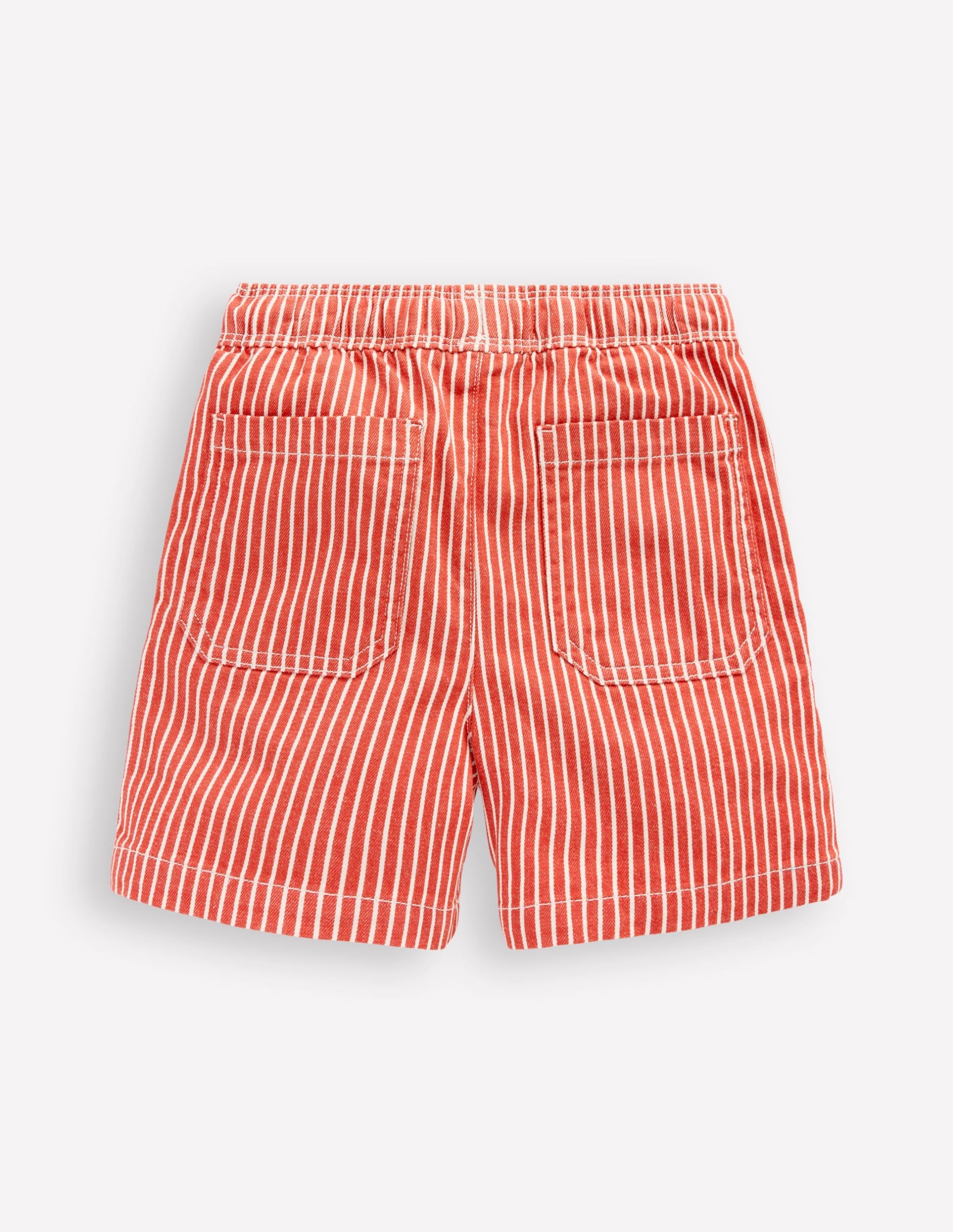 Pull-On Cotton Shorts-Red Ticking - Image 2