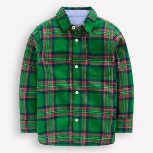 Cosy Cotton Check Shirt-Green Check