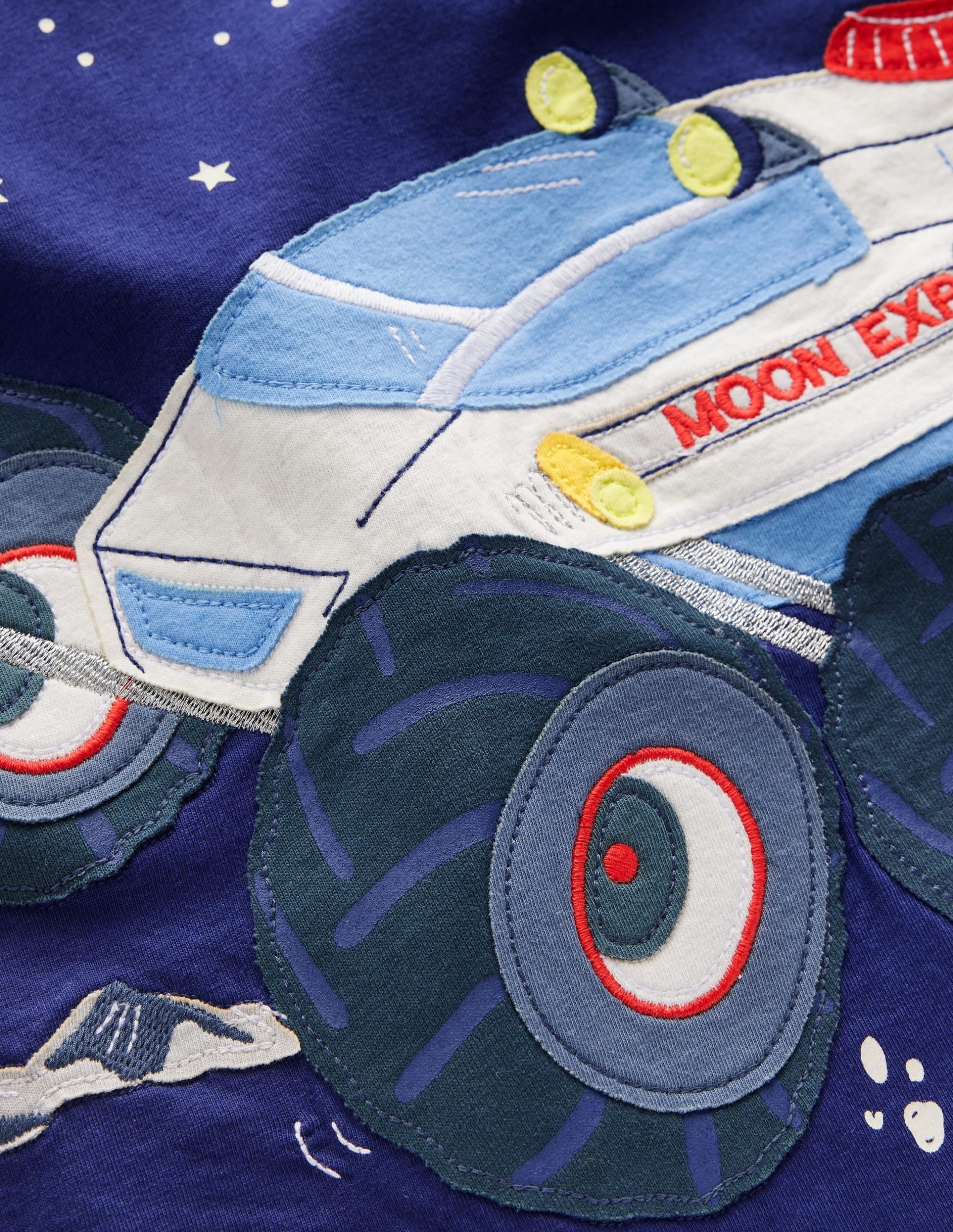 Long Sleeve Appliqu?? T-shirt-Twilight Blue Moon Explorer - Image 3
