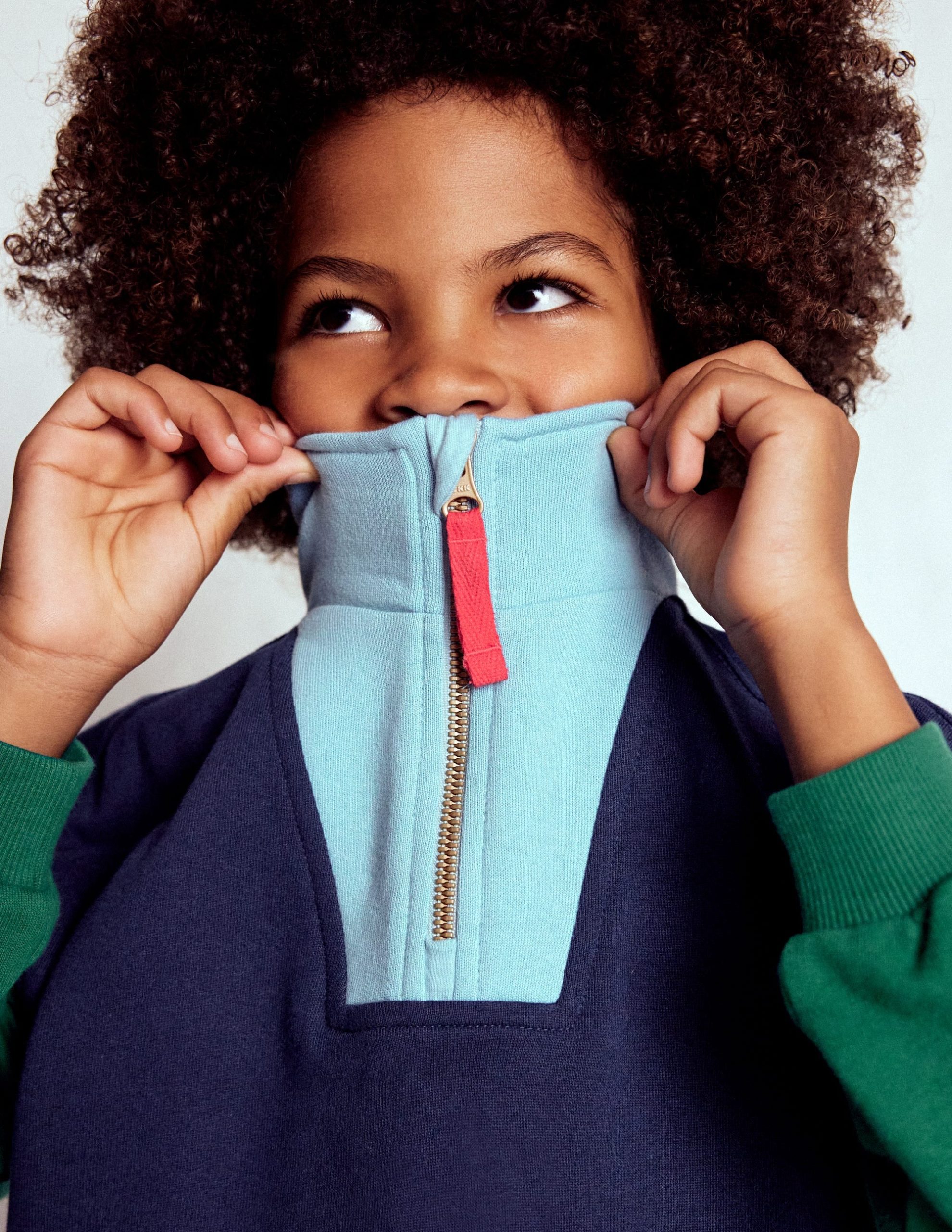 Half-Zip Sweatshirt-Medieval blue Colourblock - Image 2