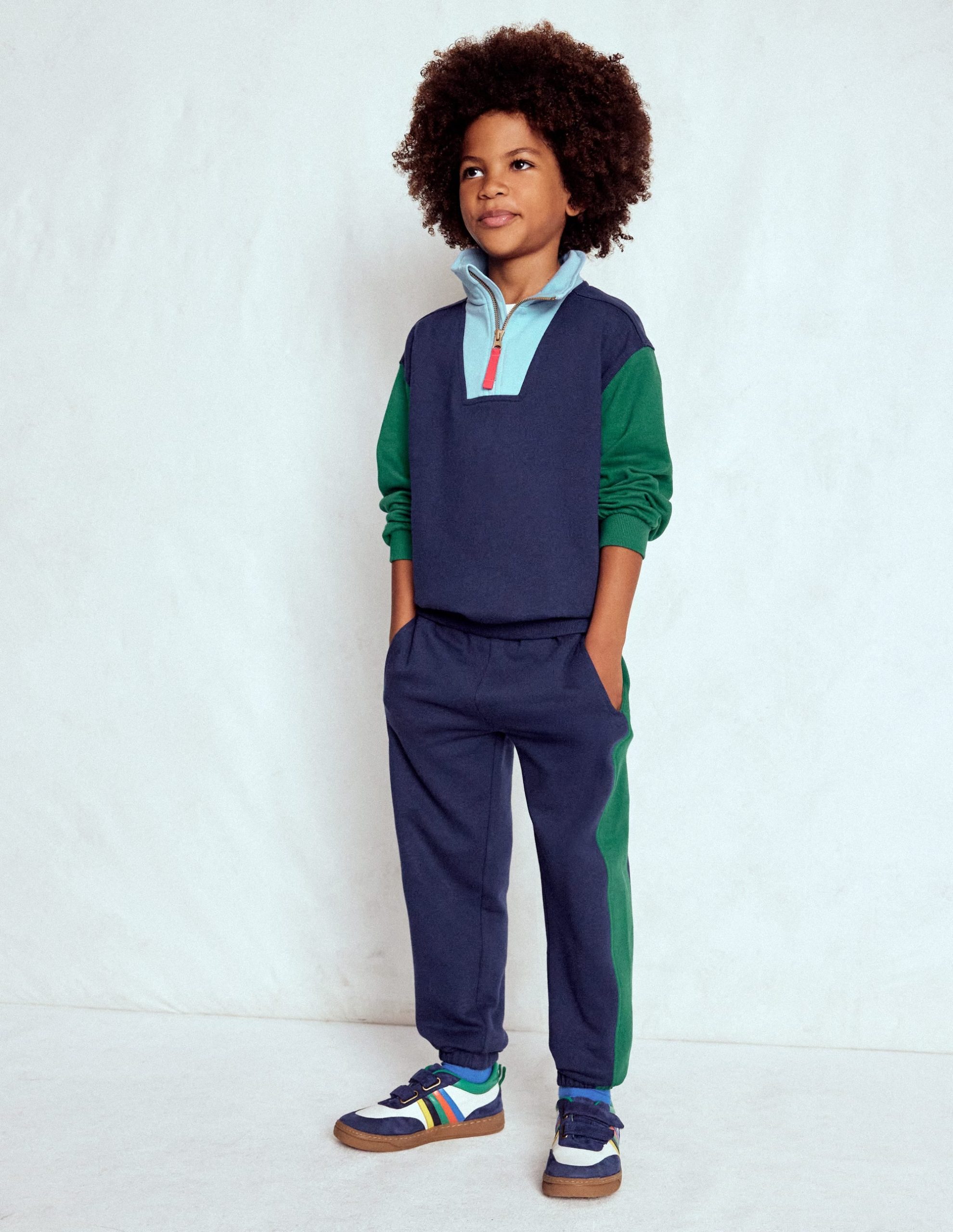 Half-Zip Sweatshirt-Medieval blue Colourblock - Image 3