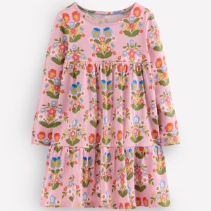 Ariel Long Sleeve Twirly Dress-Vintage Pink Pansy