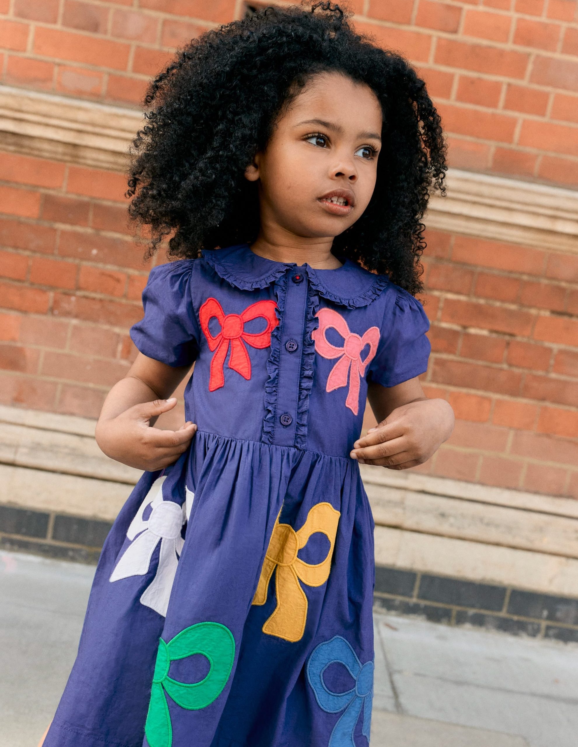 Appliqu?? Bow Shirt Dress-Starboard Blue Bows - Image 4