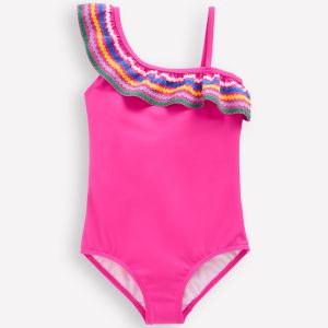 Lila One Shoulder Swimsuit-Pink Ric Rac