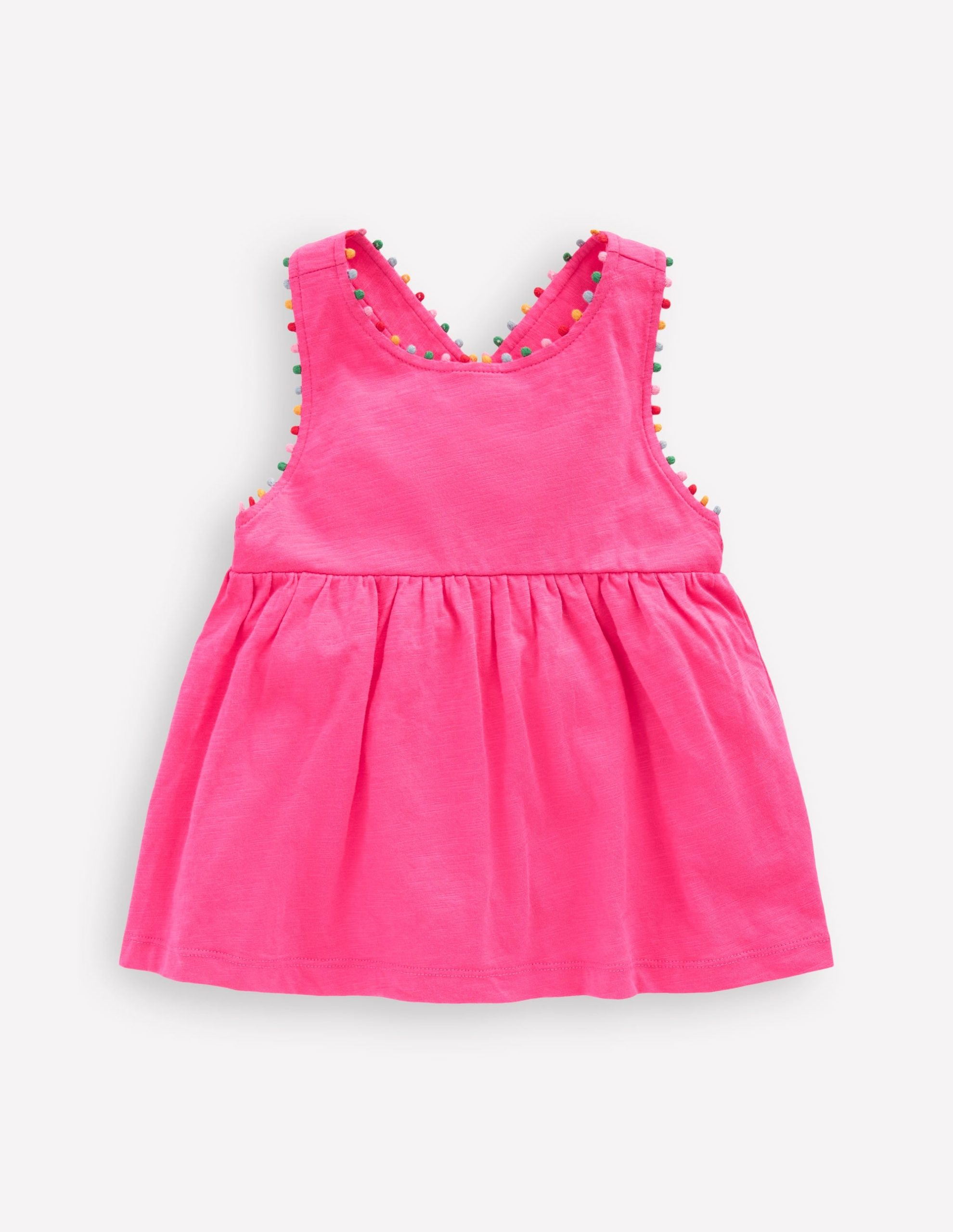Cross-back Pom Top-Flamingo Pink - Image 2