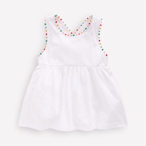 Cross-back Pom Top-White