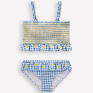 Pretty Peplum Bikini-Smocked Gingham Daisy