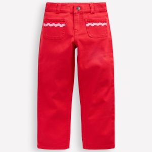 Patch Pocket Pants-Poppy Red