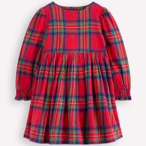 Madeline Long Sleeve Dress-Red Check