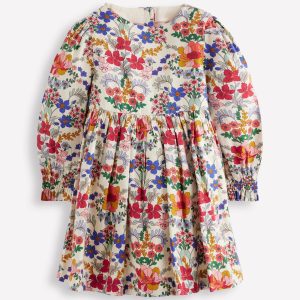 Madeline Long Sleeve Dress-Ecru Small Tapestry Floral