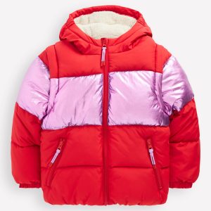 2-in-1 Padded Coat-Red/Pink Metallic