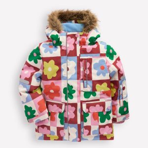 All-weather Waterproof Coat-Multi Flower Check