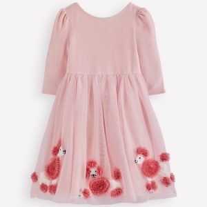 Velour Tulle Appliqu?? Dress-Chalk Pink Poodles
