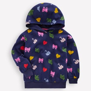 Printed Hoody-College Navy Festive Fun