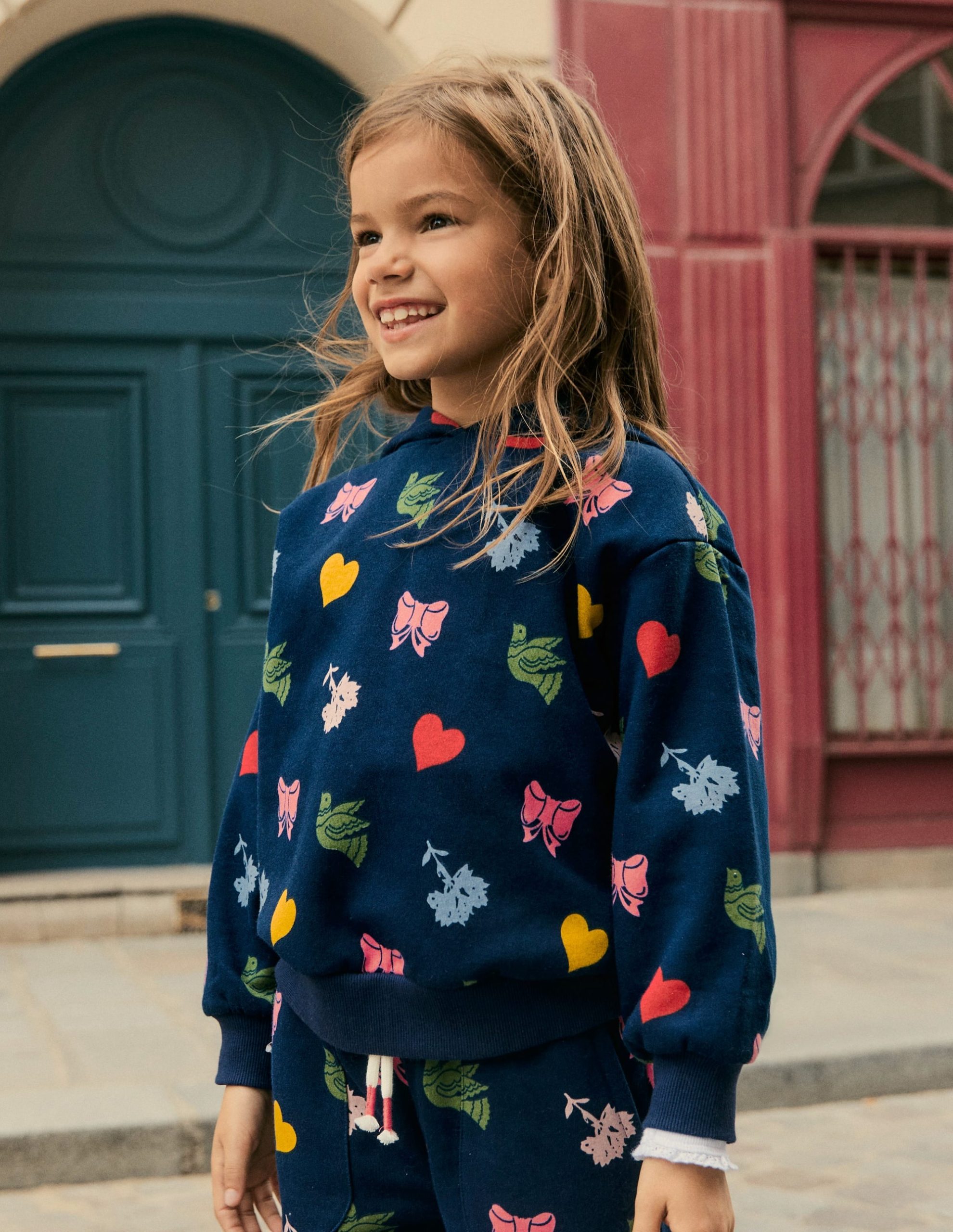Printed Hoody-College Navy Festive Fun - Image 4