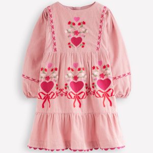 Clover Blouson Cord Dress-Vintage Pink