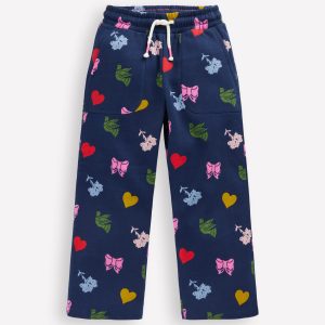 Wide Leg Printed Sweatpants-College Navy Festive Fun