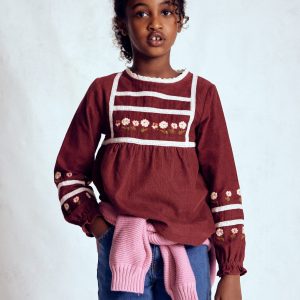 Embroidered Lace Top-Chestnut Embroidery