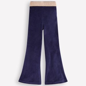 Velvet Flared Leggings-College Navy