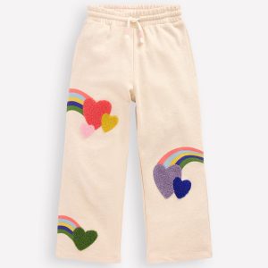 Bobbie Appliqu?? Sweatpants-Ivory Rainbows