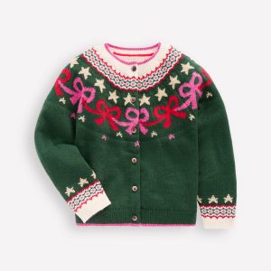 Edie Fair Isle Cardigan-Emerald Night Bows