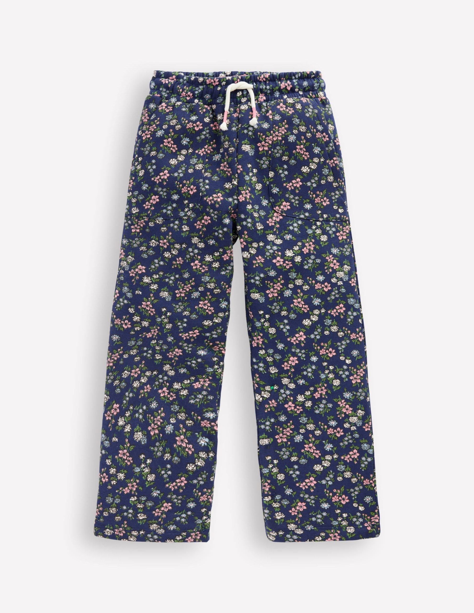 Wide Leg Printed Sweatpants-Starboard Blue Meadow Floral