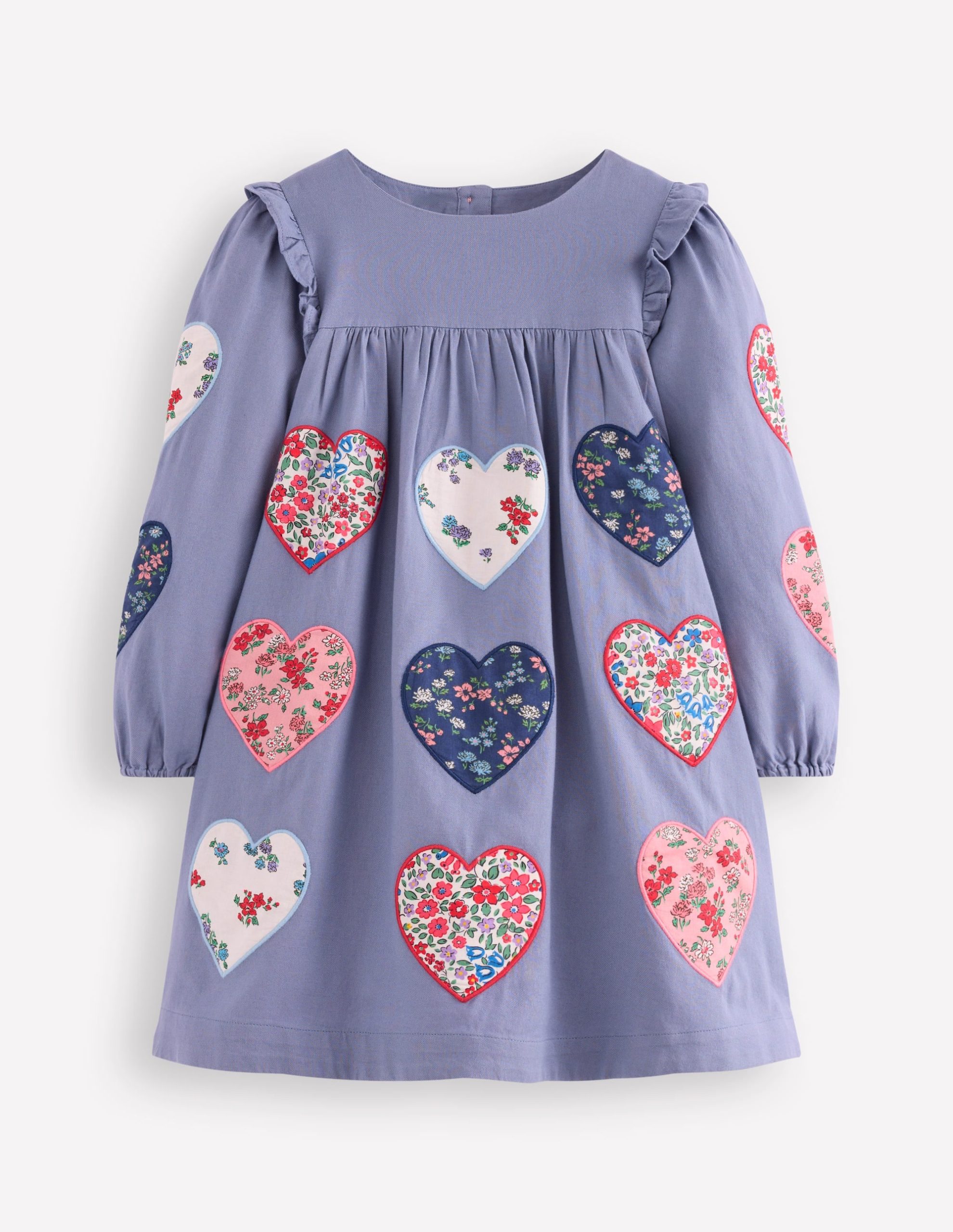 Heart Appliqu?? Dress-Dusty Blue Hearts - Image 2