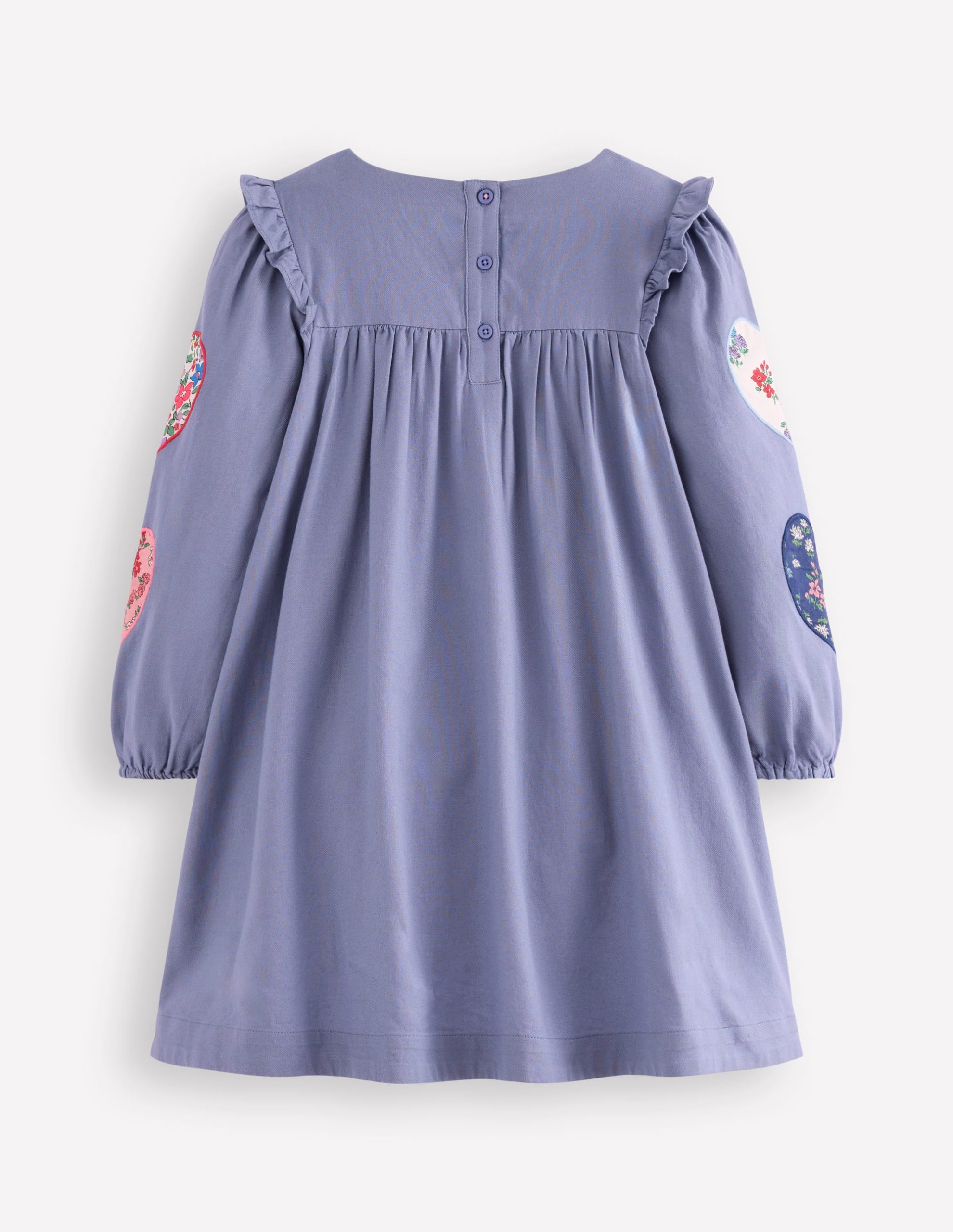 Heart Appliqu?? Dress-Dusty Blue Hearts - Image 3