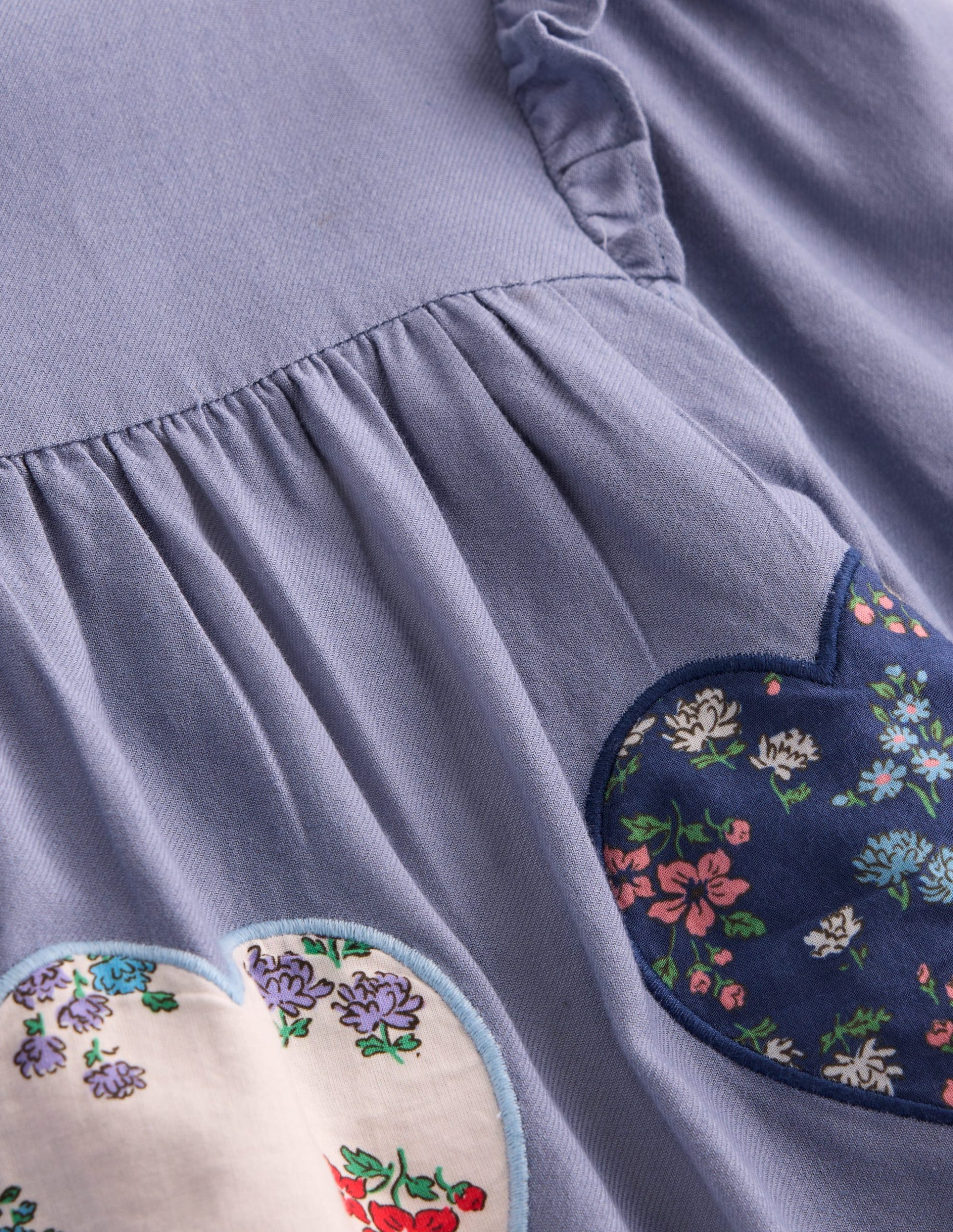 Heart Appliqu?? Dress-Dusty Blue Hearts - Image 4
