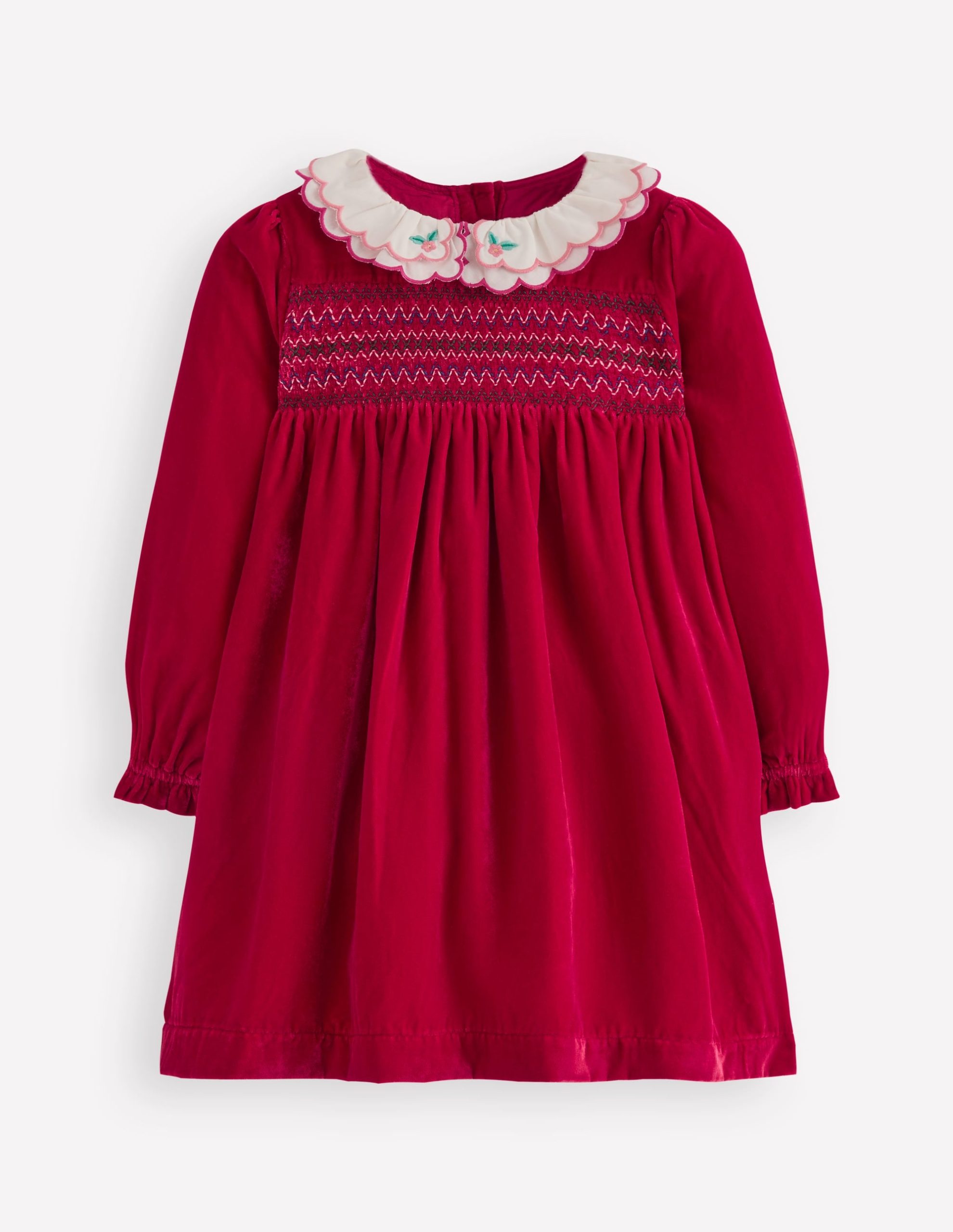 Cosy Collar Detail Smock Dress-Carmine Red - Image 3