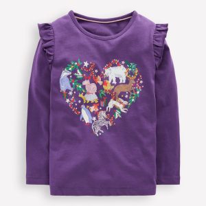 Long Sleeve Glow T-Shirt-Mystic Purple Animal Heart